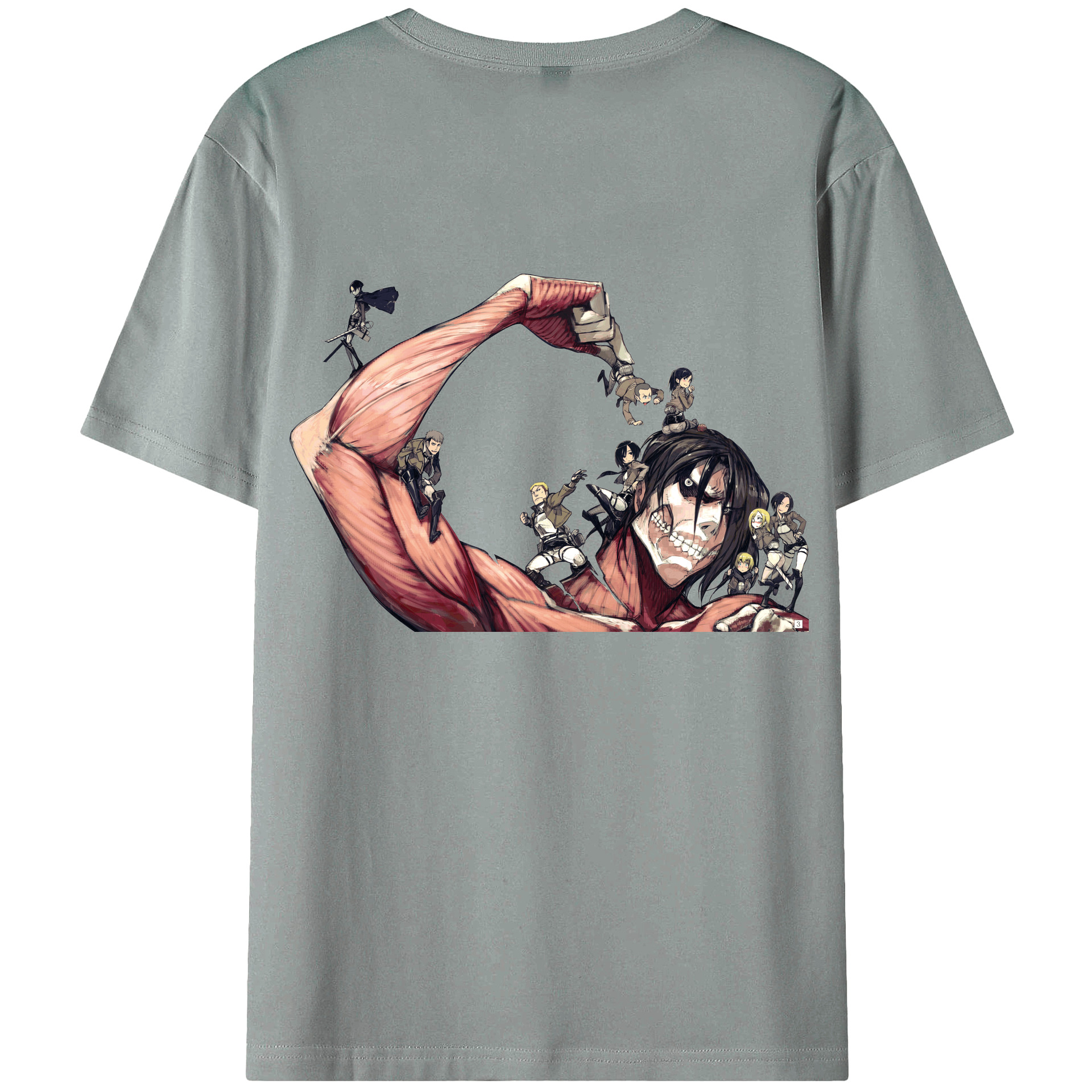 （画像用） 進撃の巨人 Attack on Titan 綿100％ メンズ半袖Tシャツ（バックプリント） 通気性
